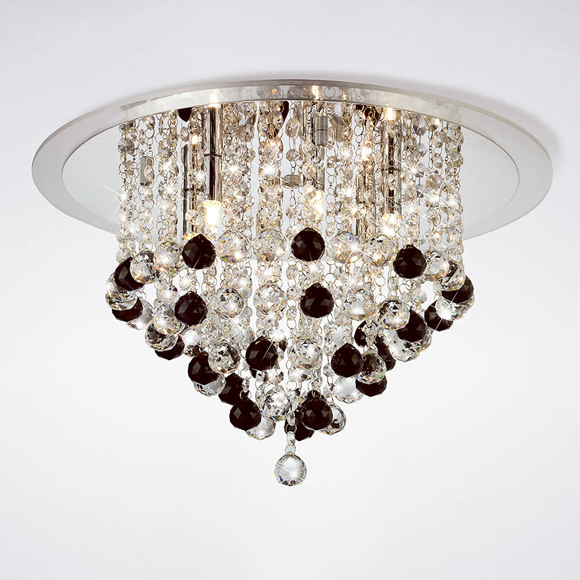 Atla Polished Chrome Crystal Ceiling Lights Diyas Flush Crystal Fittings